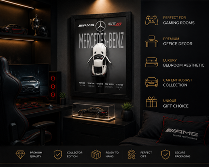 Mercedes-Benz AMG GT R 3D Diecast Wall Frame – Premium Sports Car Decor