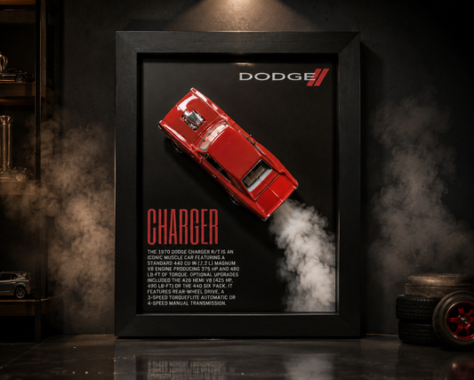 Dodge Charger R/T 1970 3D Diecast Wall Frame – Premium Muscle Car Decor