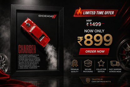 Dodge Charger R/T 1970 3D Diecast Wall Frame – Premium Muscle Car Decor