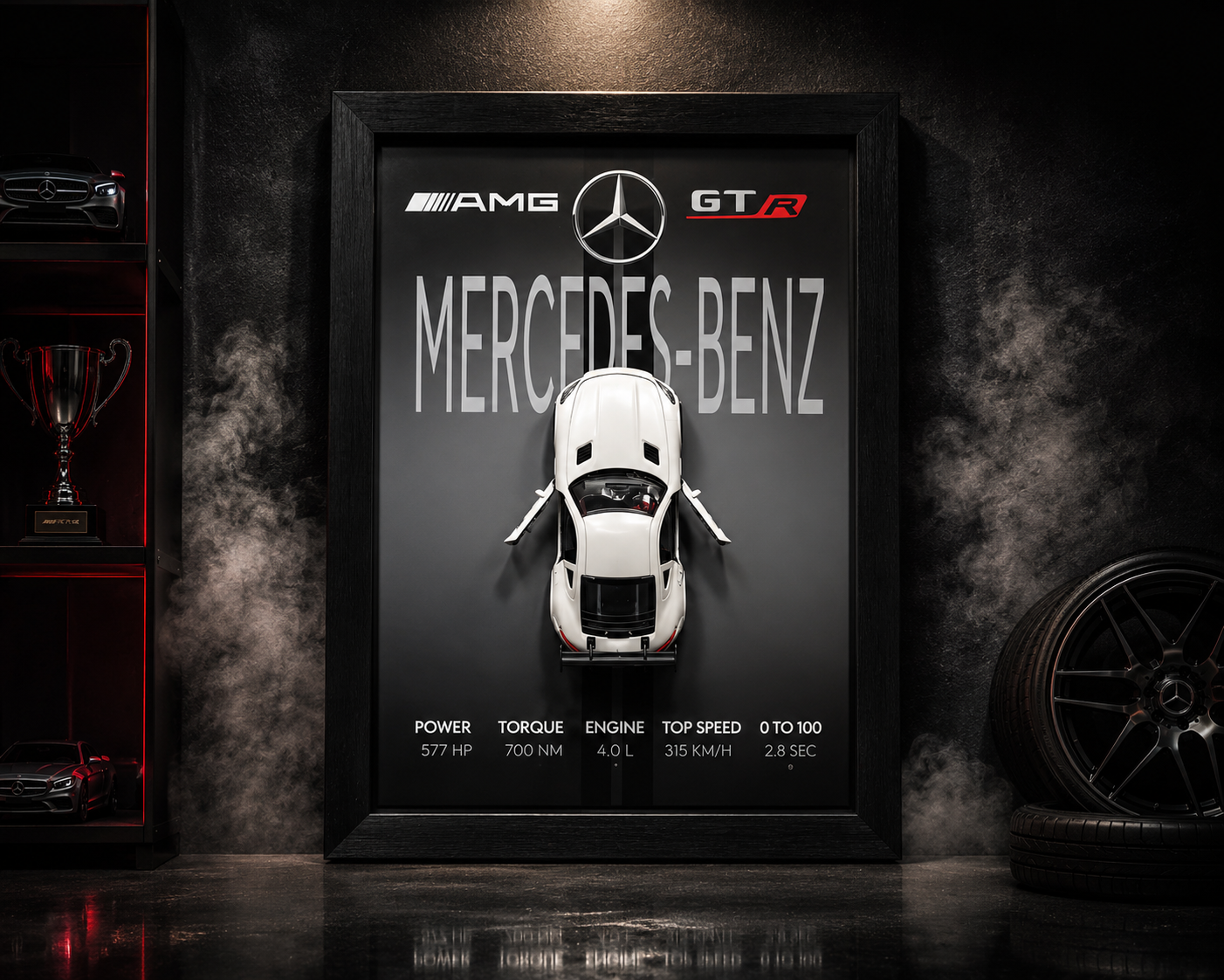Mercedes-Benz AMG GT R 3D Diecast Wall Frame – Premium Sports Car Decor
